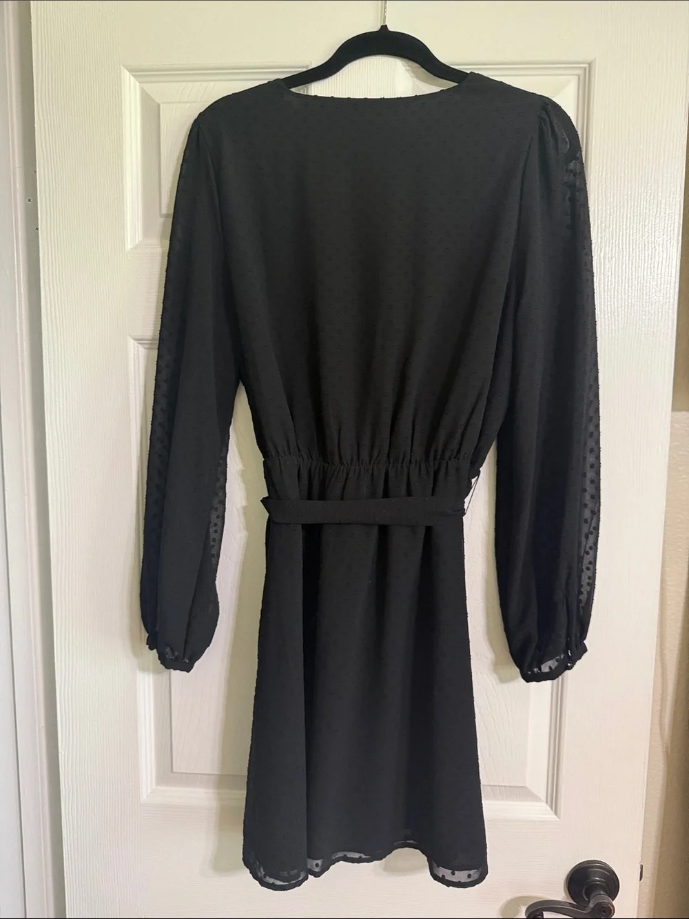 Popsugar  Black Long-Sleeve Wrap-Style Mini Dress